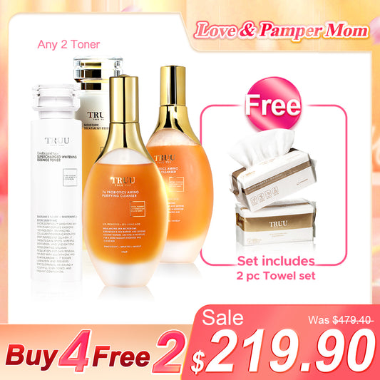 TRUU 76酵母胺基酸净肤洗面乳x2 + 化妆水任选x2【赠】洗脸巾(100抽) x2