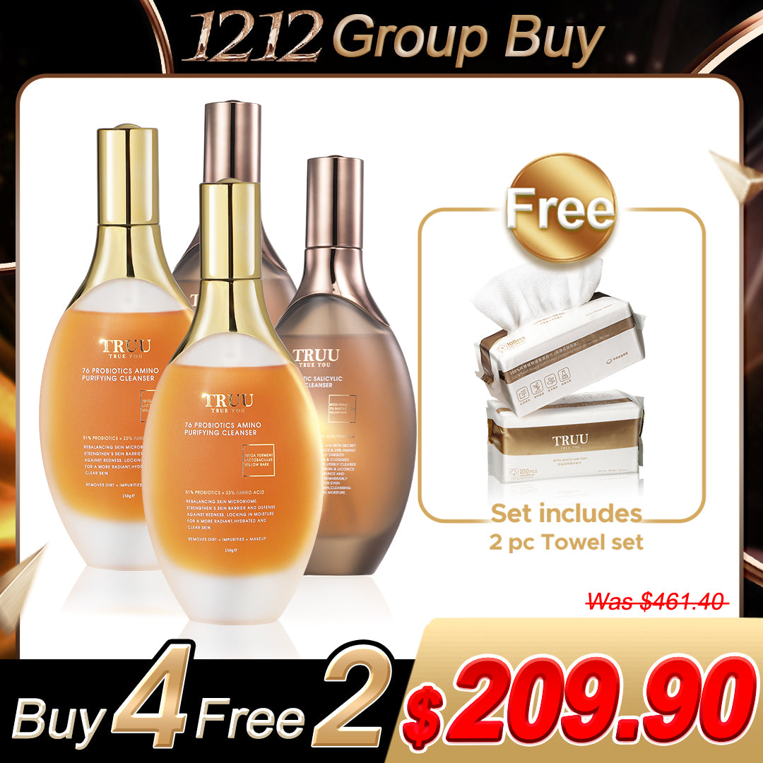 TRUU 76 Probiotics Amino Purifying Cleanser / 76 Probiotic Salicylic Purifying Cleanser (Pick 4)【Free】Cleansing Towels (100pcs) x2