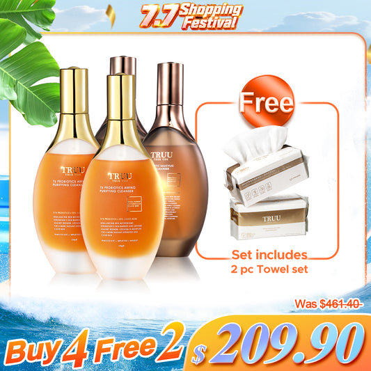 TRUU (76 Probiotics Amino Purifying Cleanser / 76 Probiotic Salicylic Purifying Cleanser ) Pick 4【FREE】Cleansing Towels x2