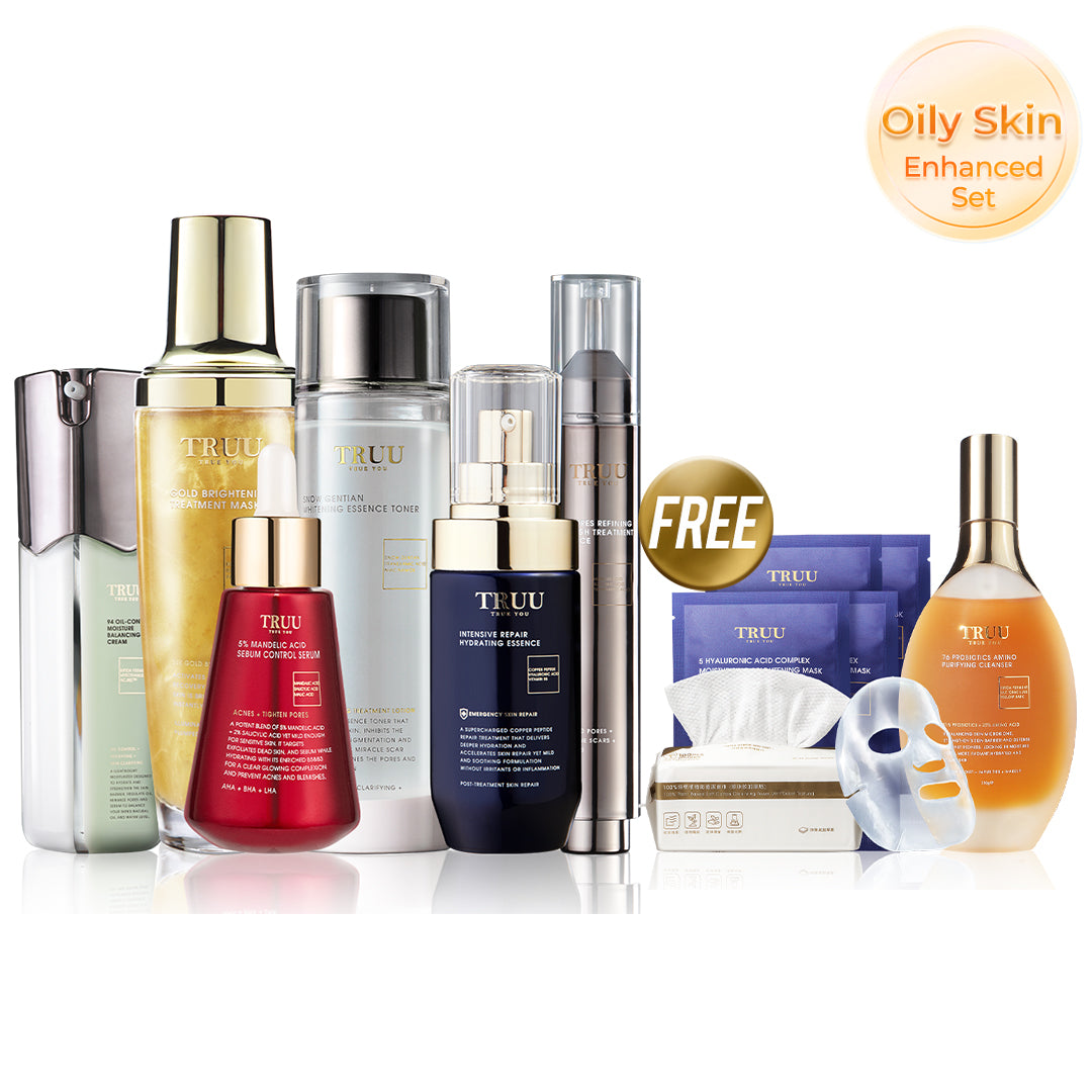 TRUU 76 Cleanser + 5% Mandelic Acid Serum + 45 Essence + 99 Cream【FREE】Whitening Toner -30ml + Hydrating Essence 10ml + Bubble Mask -30ml