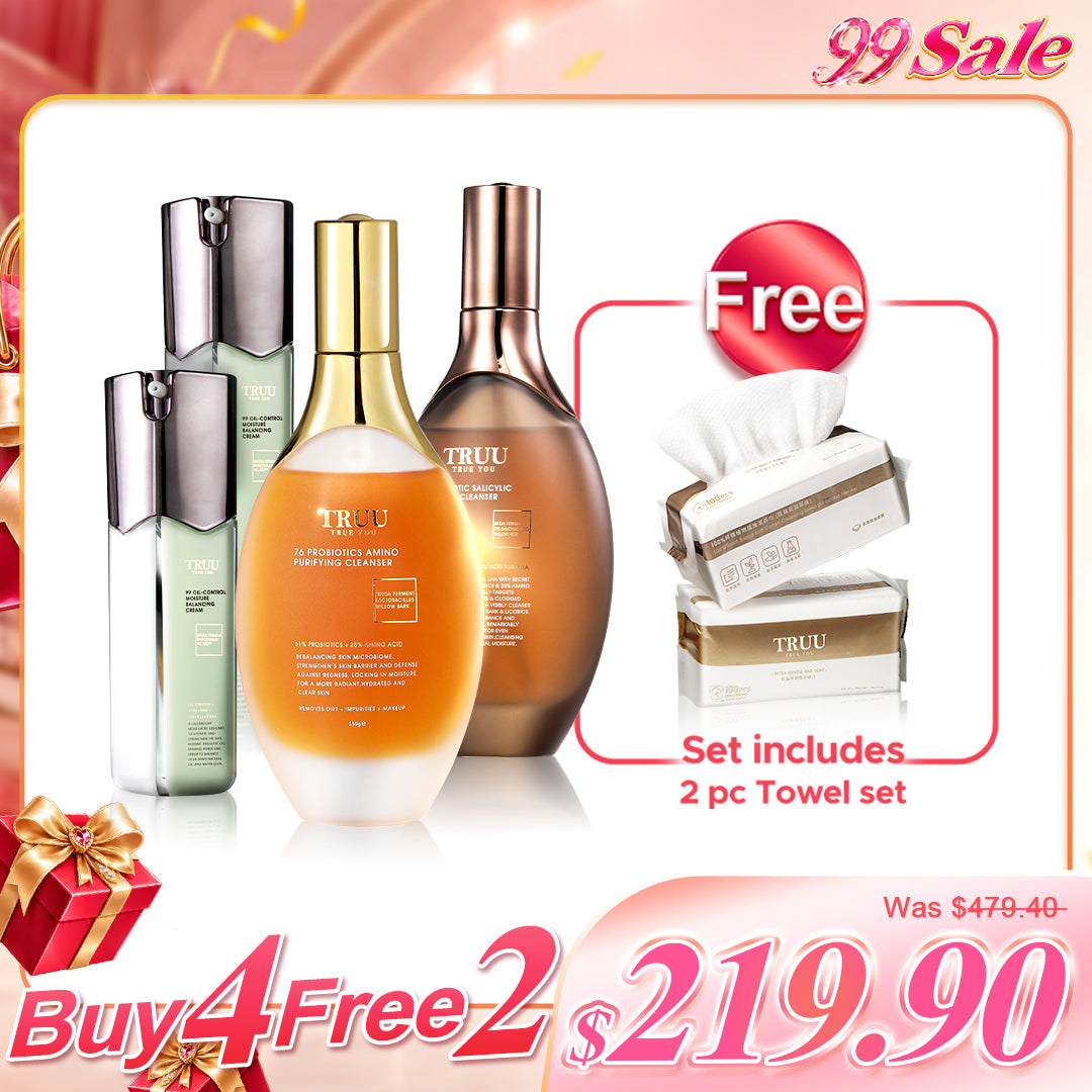 TRUU 76 Cleanser x2 (Pilih Satu) + 99 Balancing Cream x2【PERCUMA】Tuala Pembersih Muka x2