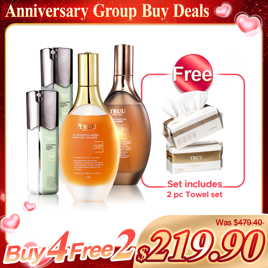 TRUU 76 Cleanser x2 (Pick One) + 99 Balancing Cream x2【FREE】Cleansing Towel x2