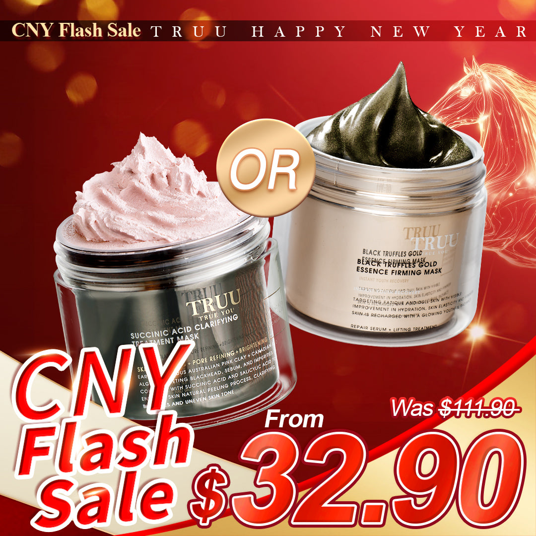 TRUU (Succinic Acid Clarifying Treatment Mask / Black Truffles Gold Essence Firming Mask) Pick One