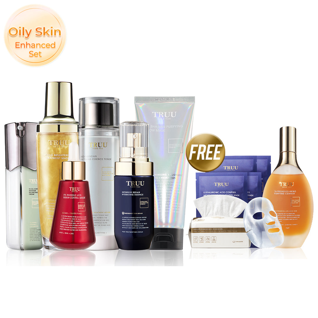 TRUU 76 Cleanser + 5% Mandelic Acid Serum + 2% BHA Skin Purifying Glow Mask + 99 Cream【FREE】Whitening Toner -30ml + Hydrating Essence 10ml + Bubble Mask -30ml