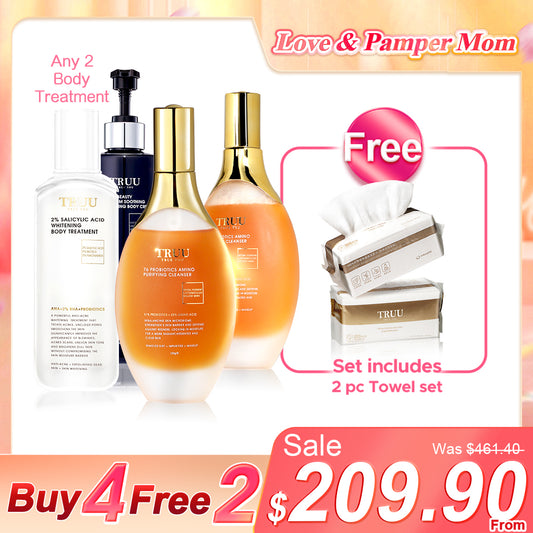 TRUU 身体护理 x2+76 益生菌氨基净化洁面乳 x2【赠品】洁面巾（100 片）x2