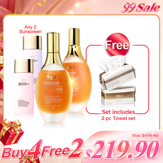TRUU 76 益生菌氨基酸净化洁面乳 x2 + 防晒霜 x2（可选）【赠品】洁面巾 x2