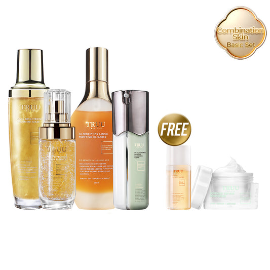 TRUU 76 Cleanser + Gold Mask + Repair Essence + 99 Balancing Cream【FREE】Royal Jelly Toner-30ml + Repair Cream-8g