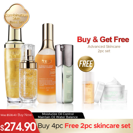 TRUU 76 Cleanser + Gold Mask + Repair Essence + 99 Balancing Cream【FREE】Royal Jelly Toner-30ml + Repair Cream-8g