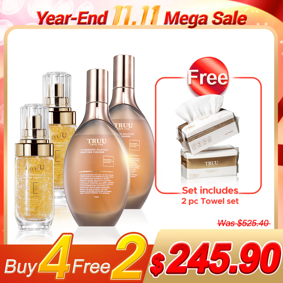TRUU 76 Cleanser x2 (Pick One) + Repair Essence x2【FREE】Cleansing Towels (100pcs) x2