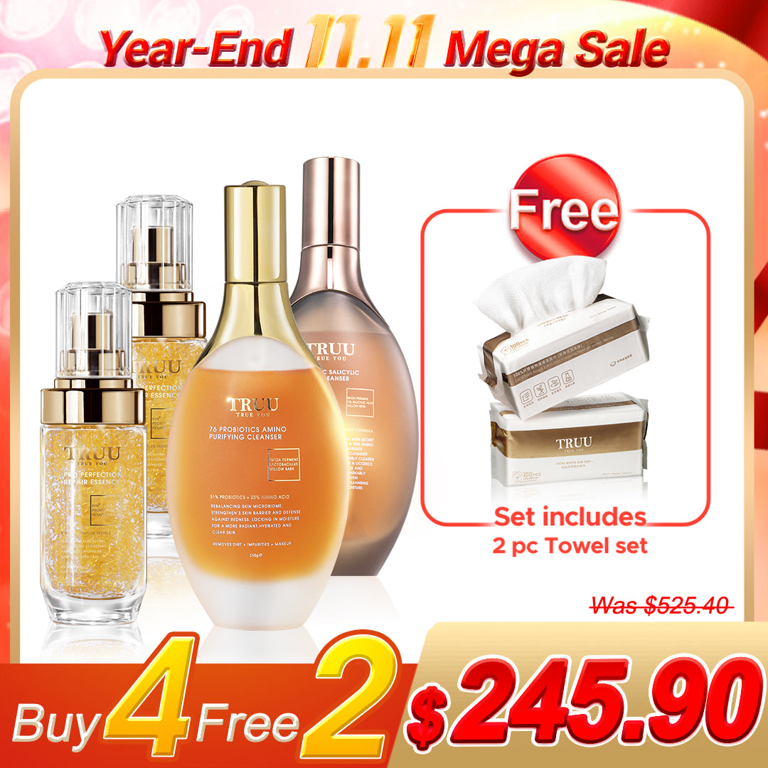 TRUU 76 Cleanser x2 (Pick One) + Repair Essence x2【FREE】Cleansing Towels (100pcs) x2