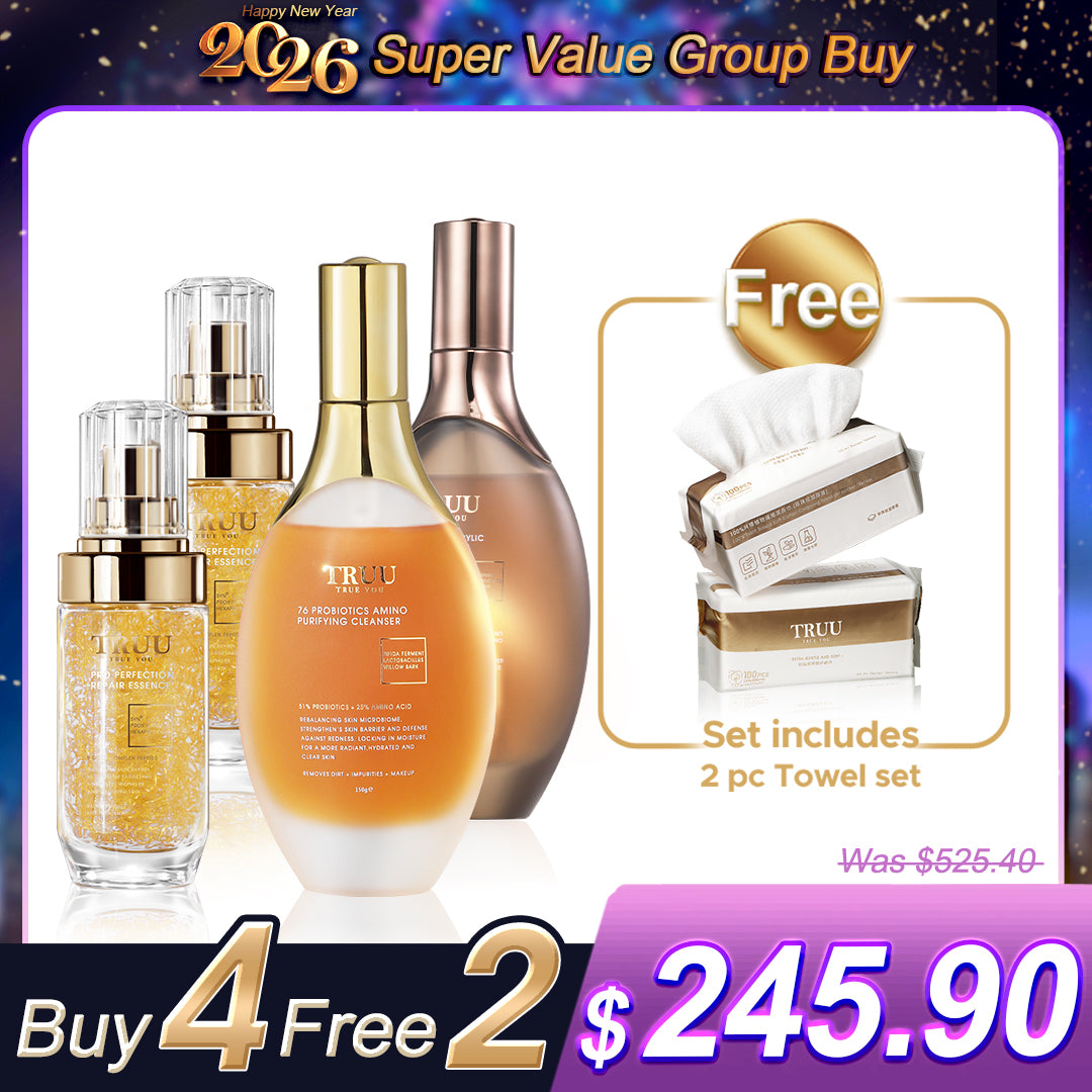 TRUU 76 Cleanser x2 (Pick One) + Repair Essence x2【FREE】Cleansing Towels (100pcs) x2