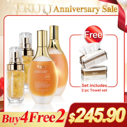 TRUU 76 Probiotics Amino Purifying Cleanser x2 + Pro Perfection Repair Essence x2【FREE】Cleansing Towel x2