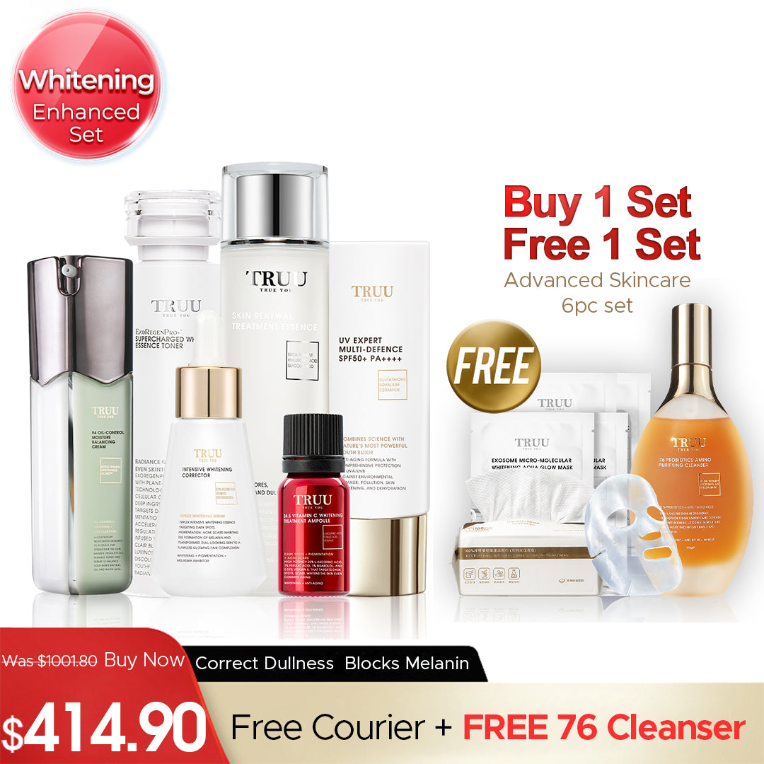 TRUU Pati Pencerah + Ampul Pencerah 24.5 + Krim 99 + Cecair UV 【PERCUMA】Pencuci-30ml + Pati Pembaharuan-30ml + Toner Pencerah-30ml
