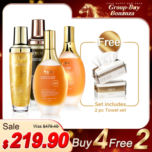 TRUU 76 Probiotics Amino Purifying Cleanser x2 + Bubble Mask x2【FREE】Cleansing Towels x2