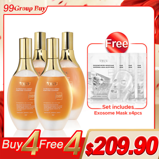 TRUU 76 益生菌氨基净化洁面乳 x4 【赠品】洁面巾 x2