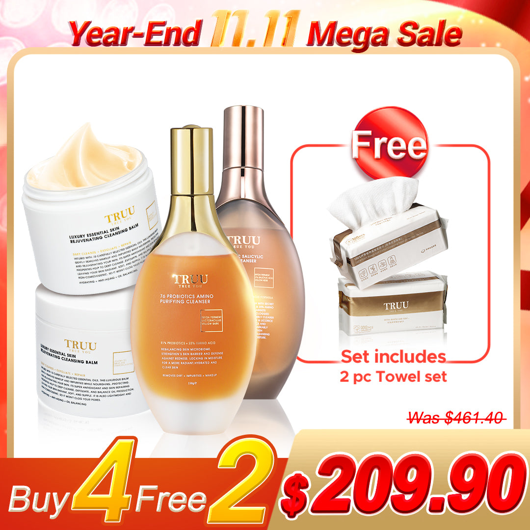 TRUU 76 Cleanser x2 (Pick One) + Luxury Essential Skin Rejuvenating Cleansing Balm x2【FREE】Cleansing Towels x2