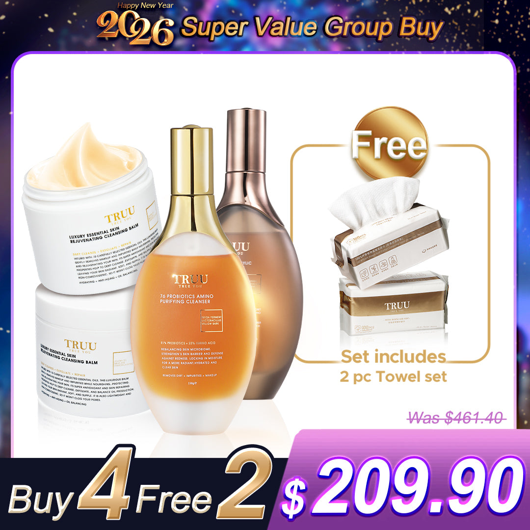 TRUU 76 Cleanser x2 (Pick One) + Luxury Essential Skin Rejuvenating Cleansing Balm x2【FREE】Cleansing Towels x2