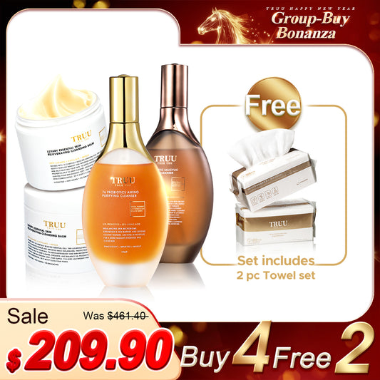 TRUU 76 Cleanser x2 (Pick One) + Luxury Essential Skin Rejuvenating Cleansing Balm x2【FREE】Cleansing Towels x2