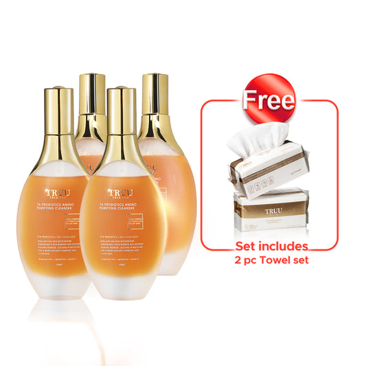 TRUU 76 Probiotics Amino Purifying Cleanser x4 【FREE】Cleansing Towel x2