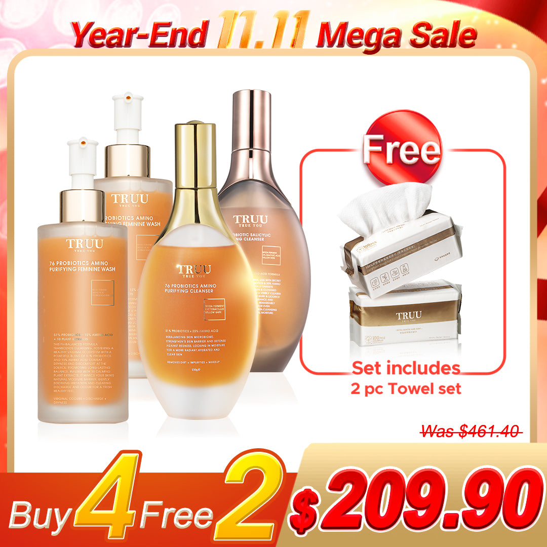 TRUU 76 Cleanser x2 (Pick One) + 76 Feminine Wash x2【Free】Cleansing Towels (100pcs) x2
