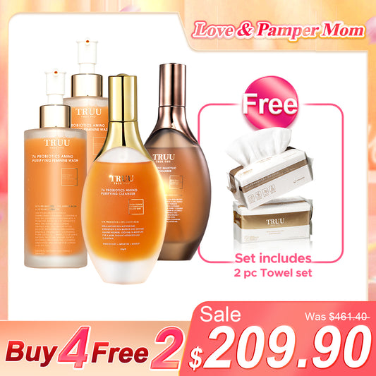 TRUU 76洁面乳 x2 (任选其一) + 76私密洗 x2【赠品】洗脸巾 (100抽) x2