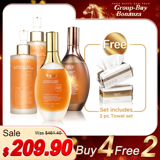 TRUU 76 Cleanser x2 (Pick One) + 76 Feminine Wash x2【Free】Cleansing Towels (100pcs) x2