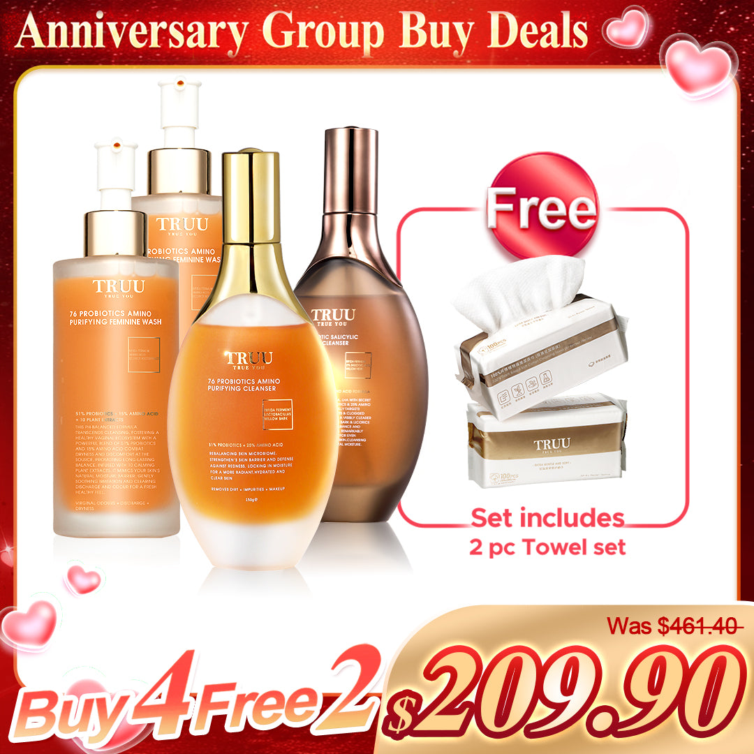 TRUU 76 Cleanser x2 (Pick One) + 76 Feminine Wash x2【Free】Cleansing Towels (100pcs) x2