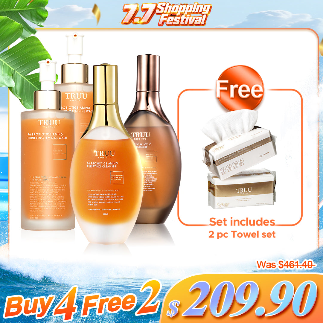 TRUU 76 Cleanser x2 (Pick One) + 76 Feminine Wash x2【Free】Cleansing Towels (100pcs) x2