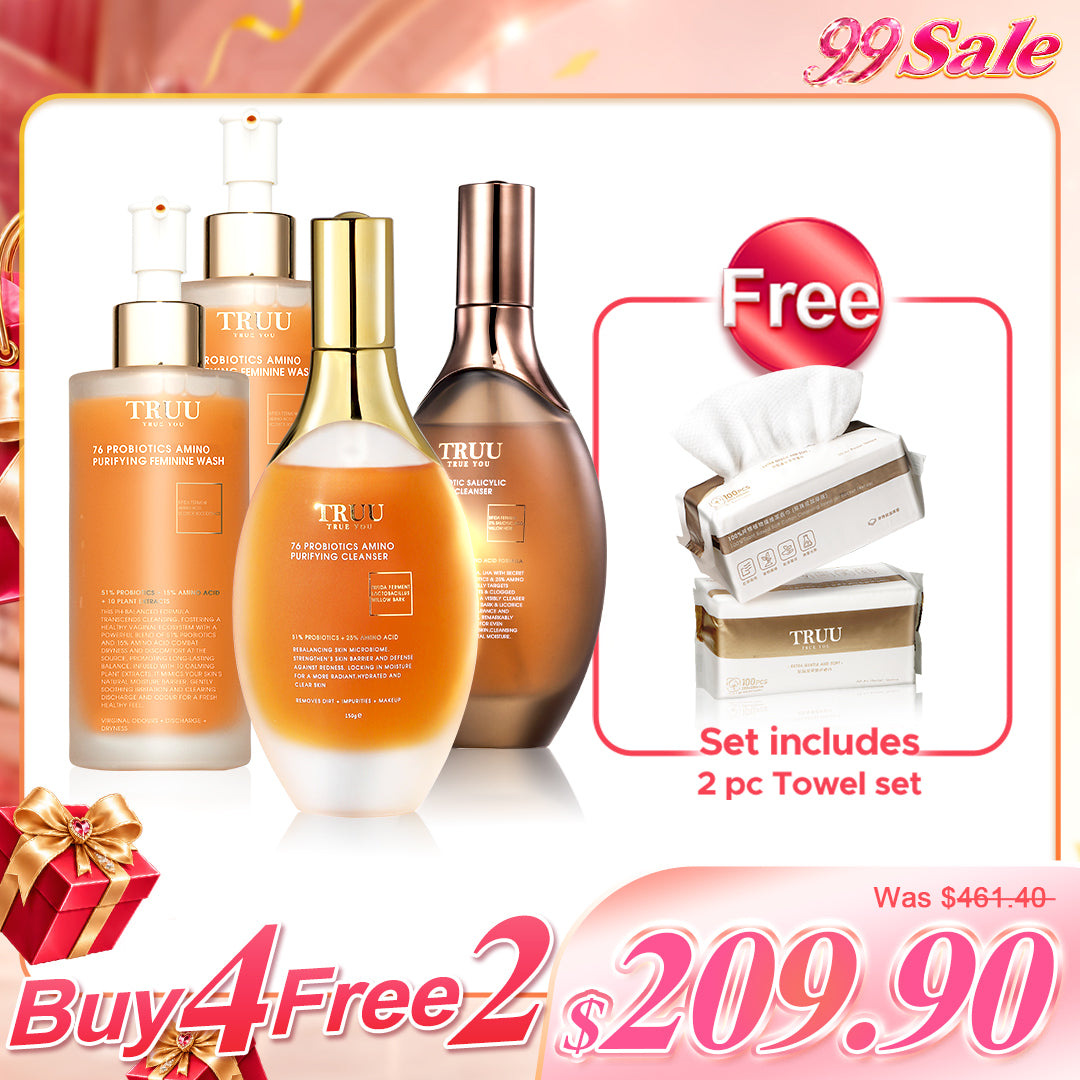 Pencuci Muka TRUU 76 x2 (Pilih Satu) + Pencuci Wanita 76 x2【Percuma】Tuala Pembersih (100 helai) x2