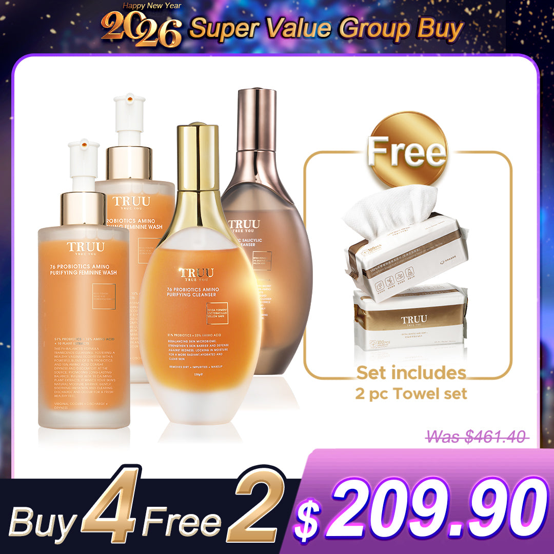 TRUU 76 Cleanser x2 (Pick One) + 76 Feminine Wash x2【Free】Cleansing Towels (100pcs) x2