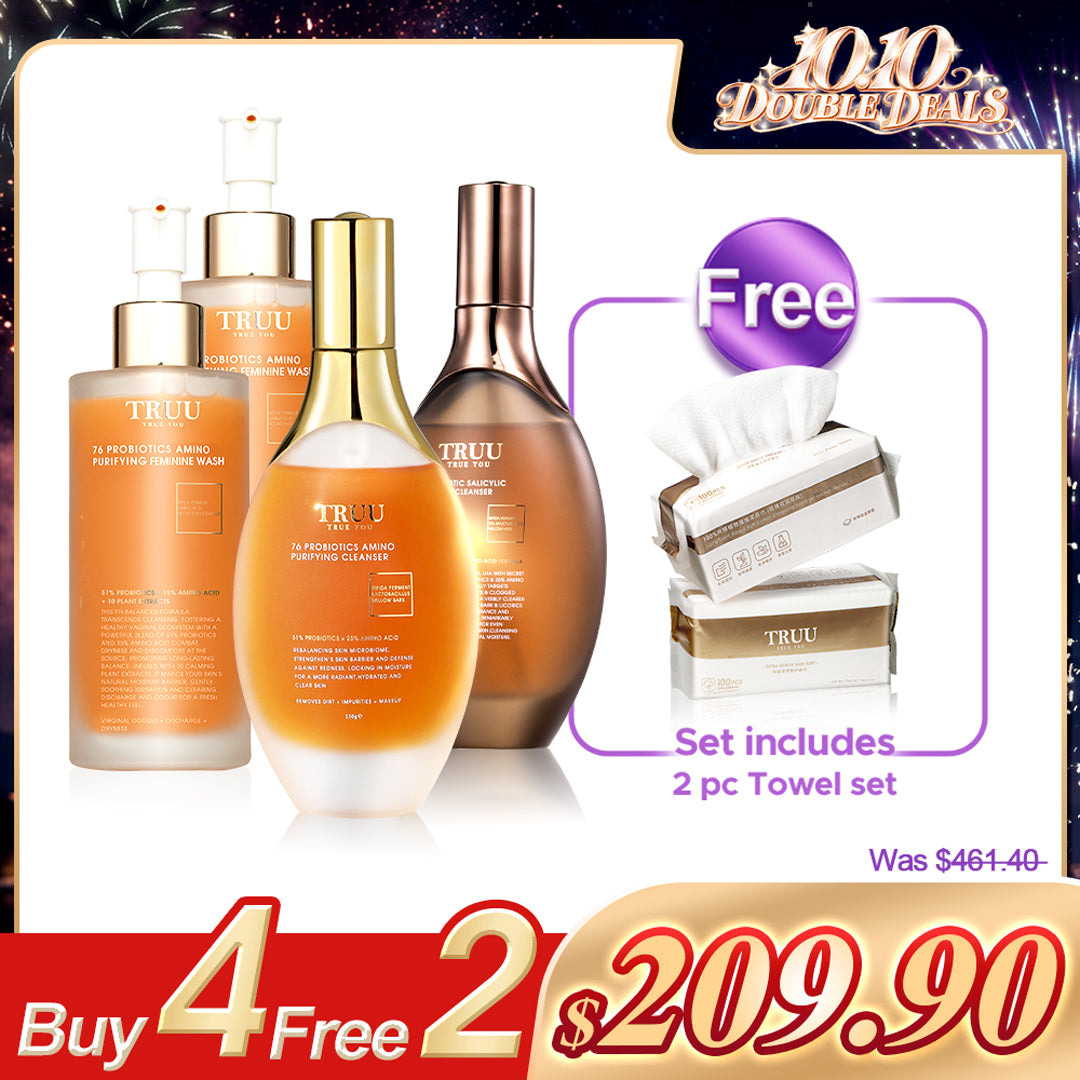 TRUU 76 Cleanser x2 (Pick One) + 76 Feminine Wash x2【Free】Cleansing Towels (100pcs) x2