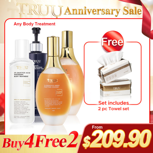 TRUU Body Treatment x2+76 Probiotics Amino Purifying Cleanser x2【PERCUMA】Tuala Pembersih (100pcs) x2