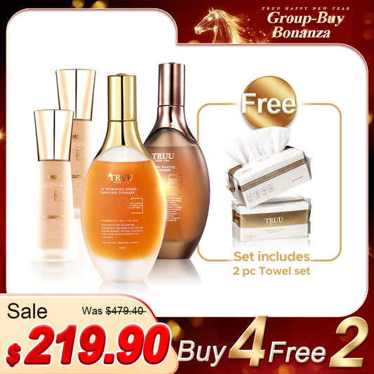 TRUU 76 Amino Cleanser / 76 Salicylic Cleanser (Pick 2) + Tinted Skin Perfector SPF50★★★ x2【FREE】Cleansing Towels x2