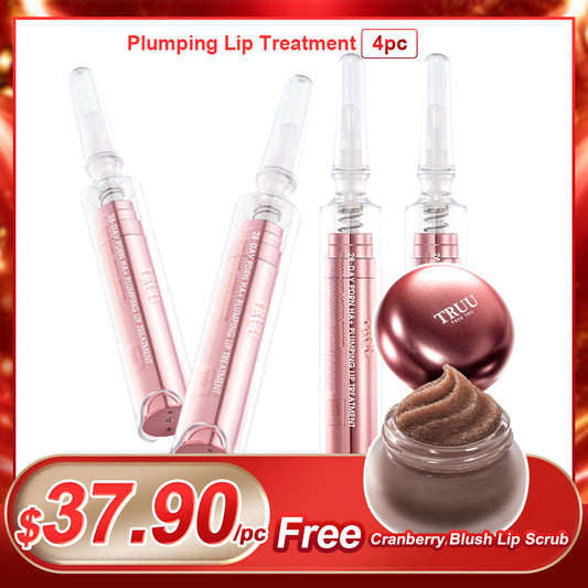 TRUU 28-Day PDRN HA+ Plumping Lip Treatment x4【Free】Cranberry Blush Lip Scrub x1 (PREORDER End Nov)