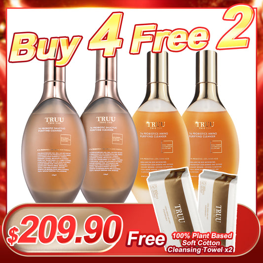 TRUU 76 Probiotics Amino Purifying Cleanser x2 + Pro Perfection Repair Essence x2【PERCUMA】Tuala Pembersih x2