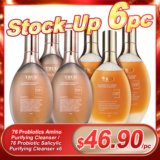 TRUU (76 Probiotics Amino Purifying Cleanser / 76 Probiotic Salicylic Purifying Cleanser) Pick 6