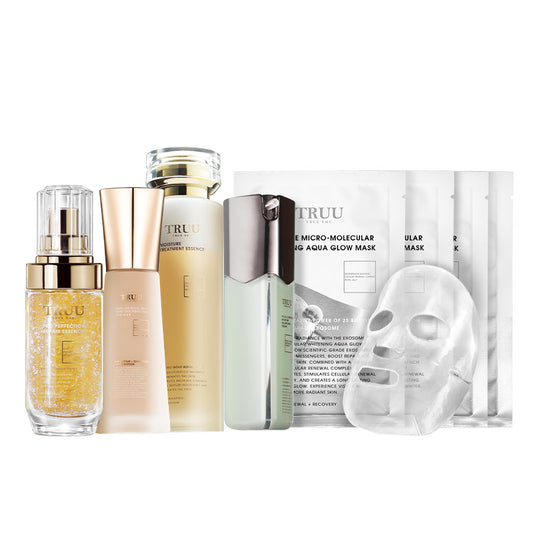 TRUU Repair Essence + Moisture Toner + Royal Jelly Tinted + 99 Balancing Cream + Whitening Aqua Glow Mask x4