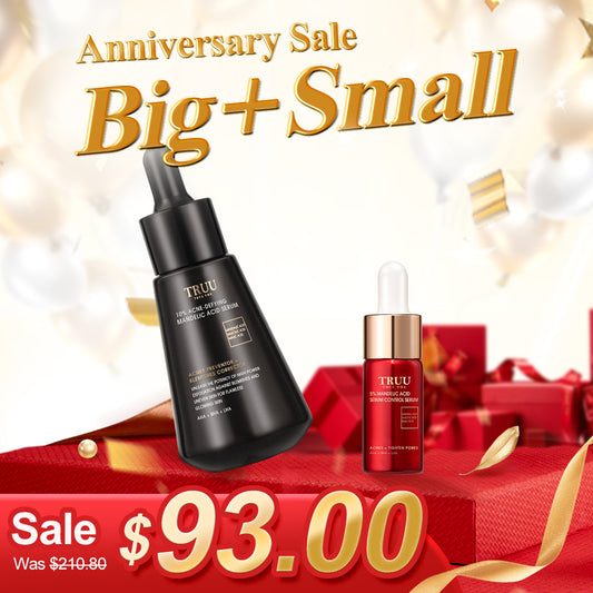 TRUU 10% Serum Asid Mandelik Melawan Jerawat + 5% Serum Kawalan Sebum Asid Mandelik -8G Saiz Perjalanan