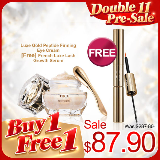 TRUU Luxe Gold Peptide Firming Eye Cream【Free】Luxe Lash Growth Serum | Buy 1 Free 1