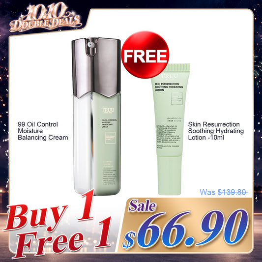 TRUU 99 Oil-Control Moisture Balancing Cream【Free】Skin Resurrection Soothing Hydrating Lotion -10ml | Buy 1 Free 1