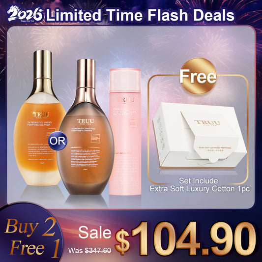 TRUU 76 Amino Cleanser / 76 Salicylic Cleanser (Pick One) + PDRN ExoRegenPro+™ Youth Collagen Glow Essence【Free】Extra Soft Luxury Cotton