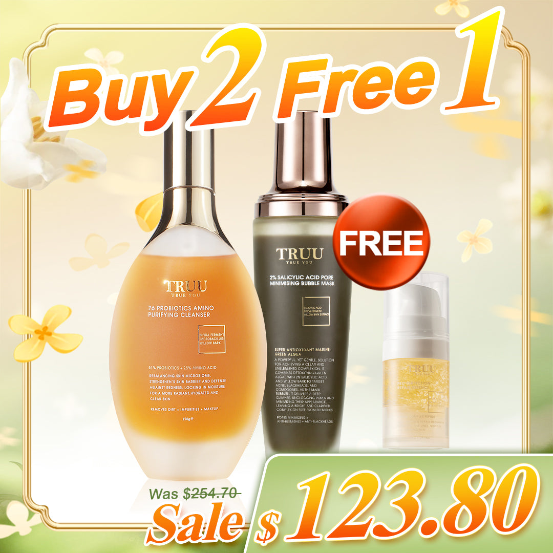 TRUU 76 Probiotics Amino Purifying Cleanser x2 + Bubble Mask x2【PERCUMA】Tuala Pembersih x2
