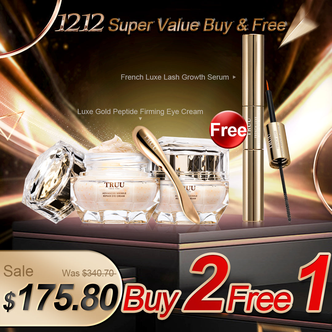 TRUU Luxe Gold Peptide Firming Eye Cream x2【Free】French Luxe Lash Growth Serum