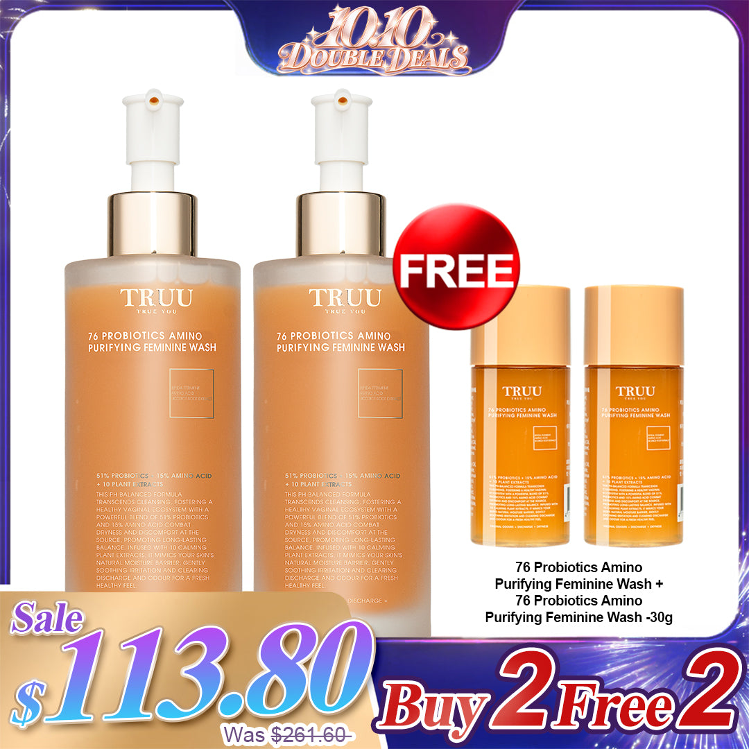 TRUU 76 Probiotics Amino Purifying Feminine Wash x2【Free】76 Probiotics Amino Purifying Feminine Wash -30G x2