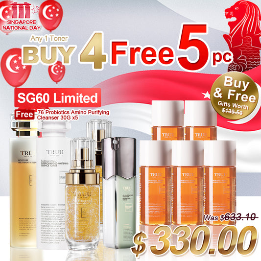 TRUU Pro Perfection Repair Essence x2 + (Royal Jelly Treatment Essence / ExoRegenPro+™ Whitening Essence Toner)Pilih Satu + 99 Balancing Cream【Percuma】76 Cleanser-30G x5