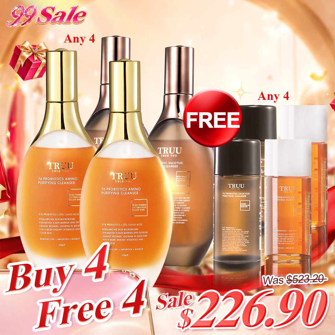 TRUU 76 Probiotics Amino Purifying Cleanser x2 + Pro Perfection Repair Essence x2【PERCUMA】Tuala Pembersih x2
