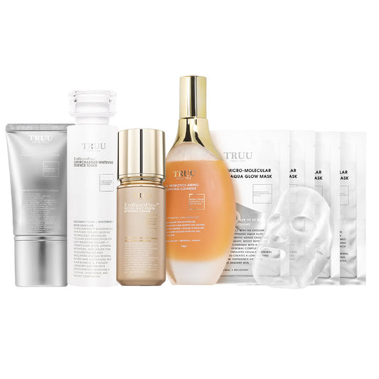 TRUU 76 Cleanser + PDRN ExoRegenPro+™ Neck Cream + ExoRegenPro+™ Whitening Toner + ExoRegenPro+™ Royal Jelly Youth Renewal Cream + Exosome Aqua Glow Maskx4