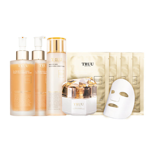 TRUU 76 Feminine Wash x2 + Nourishing Conditioner + Snow Gentian Youth Regenerating Cream + Snow Gentian Ampoule Mask x4