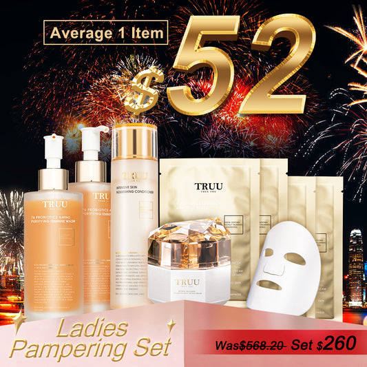 TRUU 76 Feminine Wash x2 + Nourishing Conditioner + Snow Gentian Youth Regenerating Cream + Snow Gentian Ampoule Mask x4