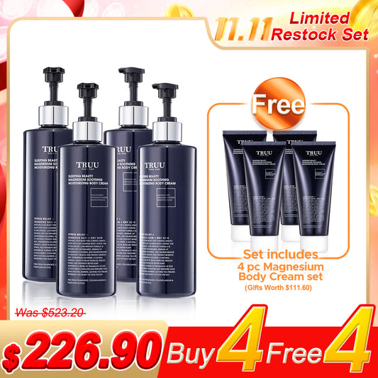 TRUU Sleeping Beauty Magnesium Soothing Moisturizing Body Cream x4【Free】Sleeping Beauty Magnesium Soothing Moisturizing Body Cream -100ml x4